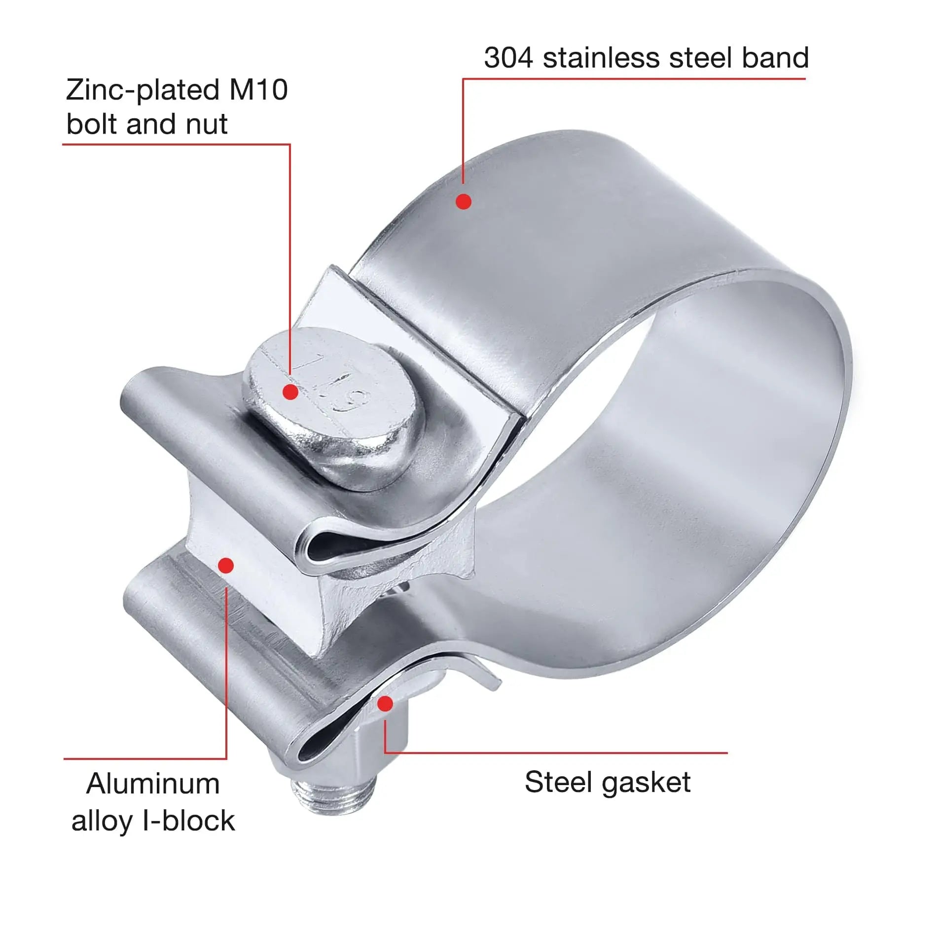 EVIL ENERGY Narrow Band Exhaust Clamp Muffler Clamp Stainless  Steel（1.75/2.0/2.25/2.5/3.0 Inch ）