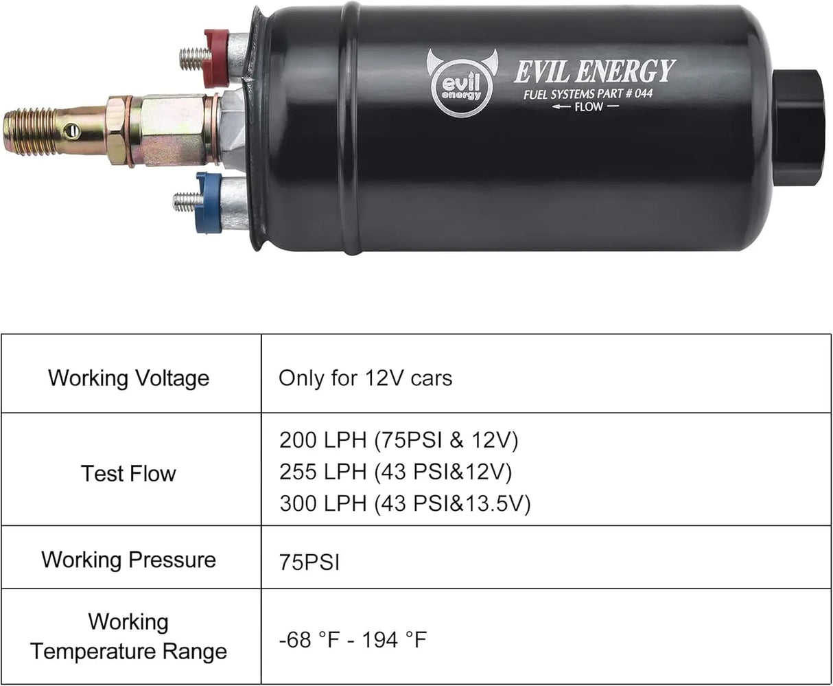 mysite EVIL ENERGY 15 Gallon Fuel Cell Gas Tank Bundle with 300LPH External Inline Fuel Pump Kit