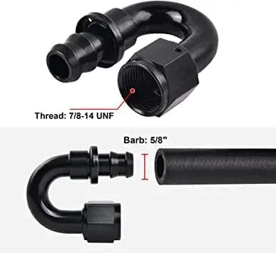 evilenergy EVIL ENERGY 8/10AN 180 Degree Push Lock Hose Fitting End Black