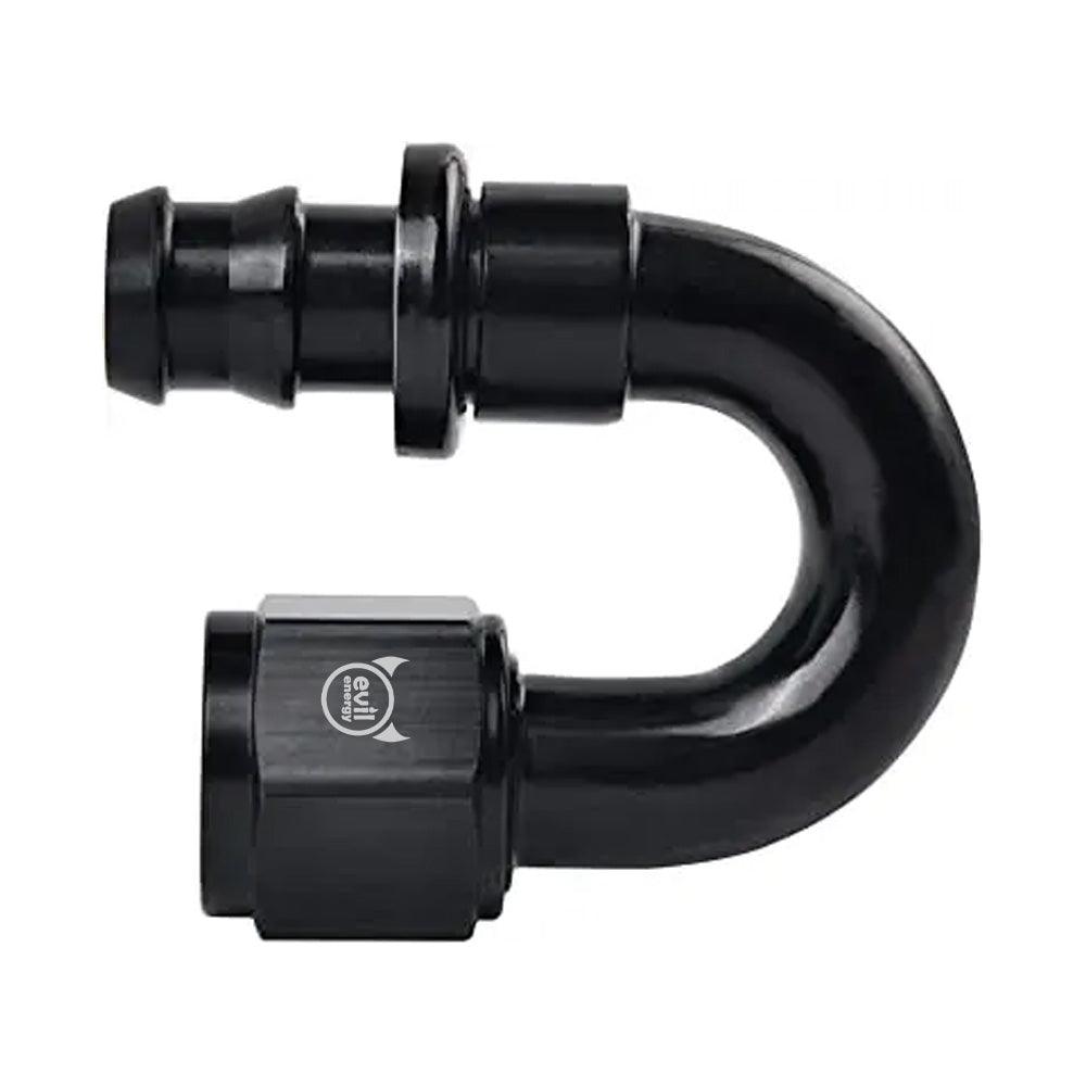 evilenergy EVIL ENERGY 180 Degree Push Lock AN Hose Fitting End Black (8/10AN)