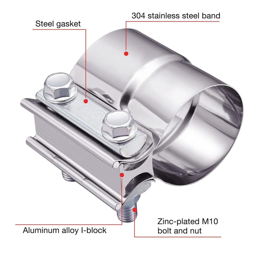 thumbnail image 2 of 4-Pack 5 Inch Stainless Steel 304 Lap Joint Exhaust Band Clamps, Heavy Duty, For Exhaust Pipe Repair 2 of 3