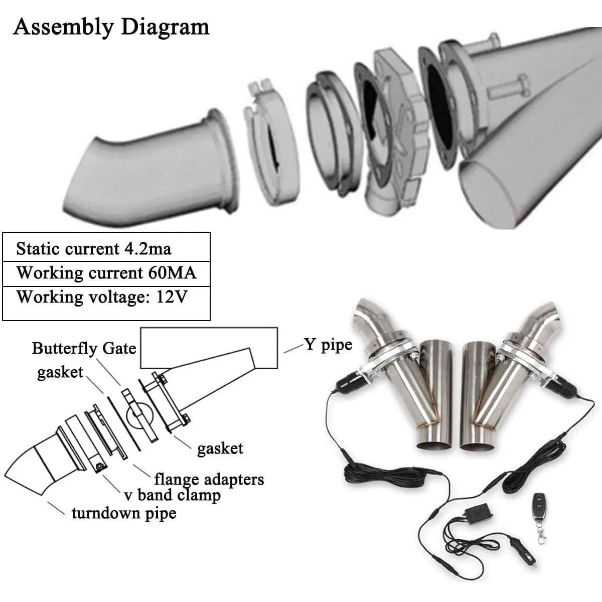 Evilenergy 3" Electric Exhaust Cutout Dual Flaps Valve Kit