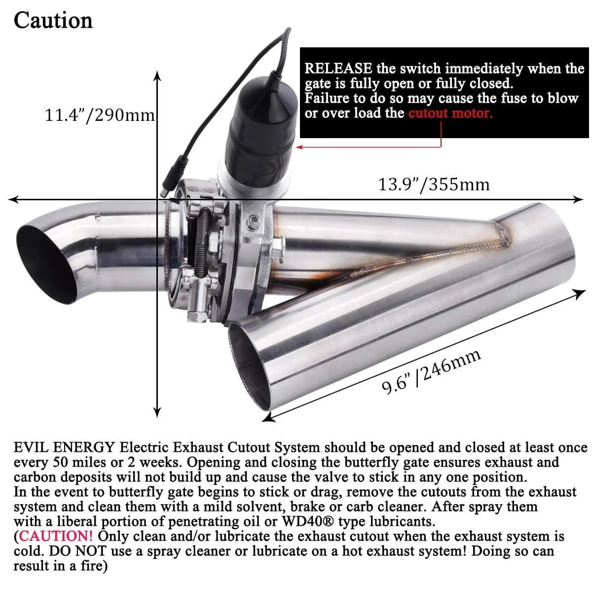 Evilenergy 3" Electric Exhaust Cutout Dual Flaps Valve Kit