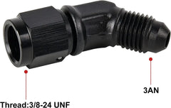 Evilenergy EVIL ENERGY 3/4/6/8/10AN Female to AN Male Flare 45 Degree Swivel Fitting Adapter Aluminium Black