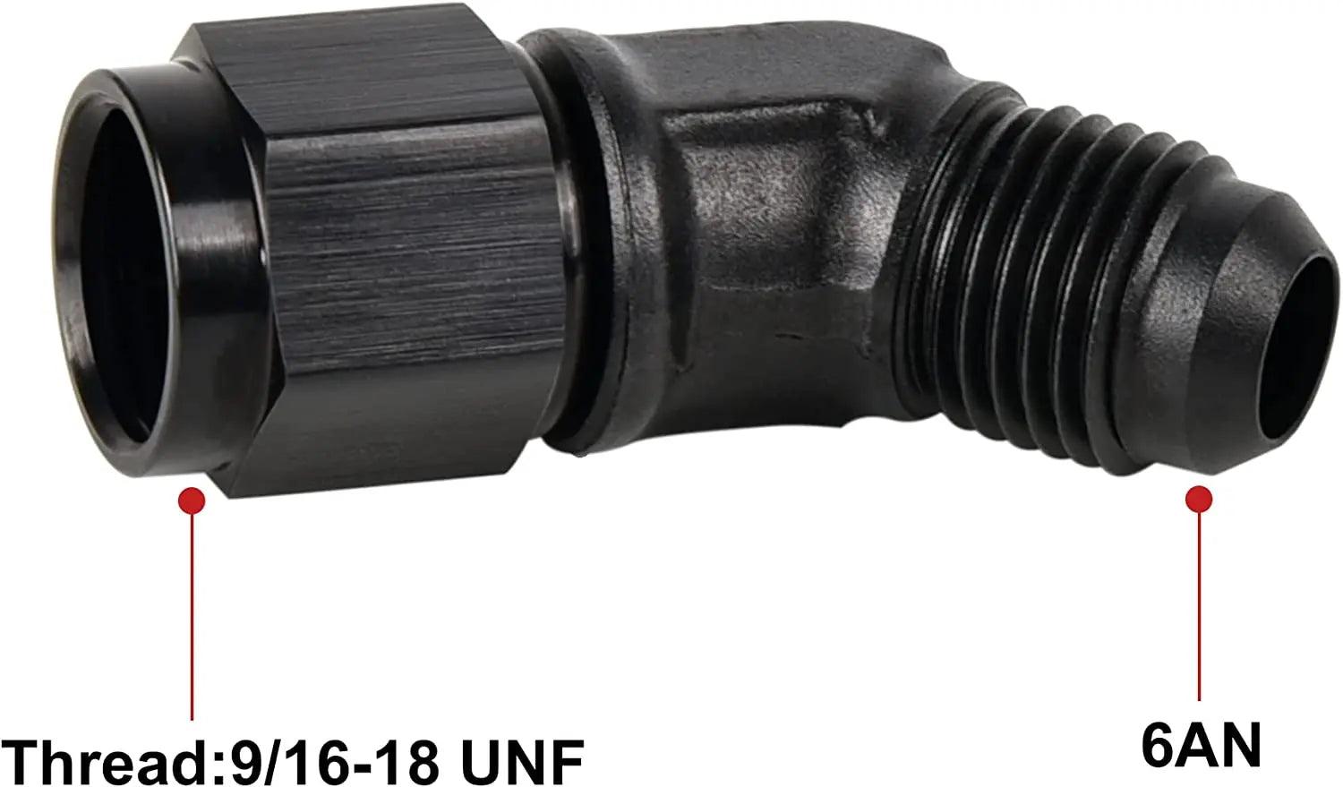 Evilenergy EVIL ENERGY 3/4/6/8/10AN Female to AN Male Flare 45 Degree Swivel Fitting Adapter Aluminium Black