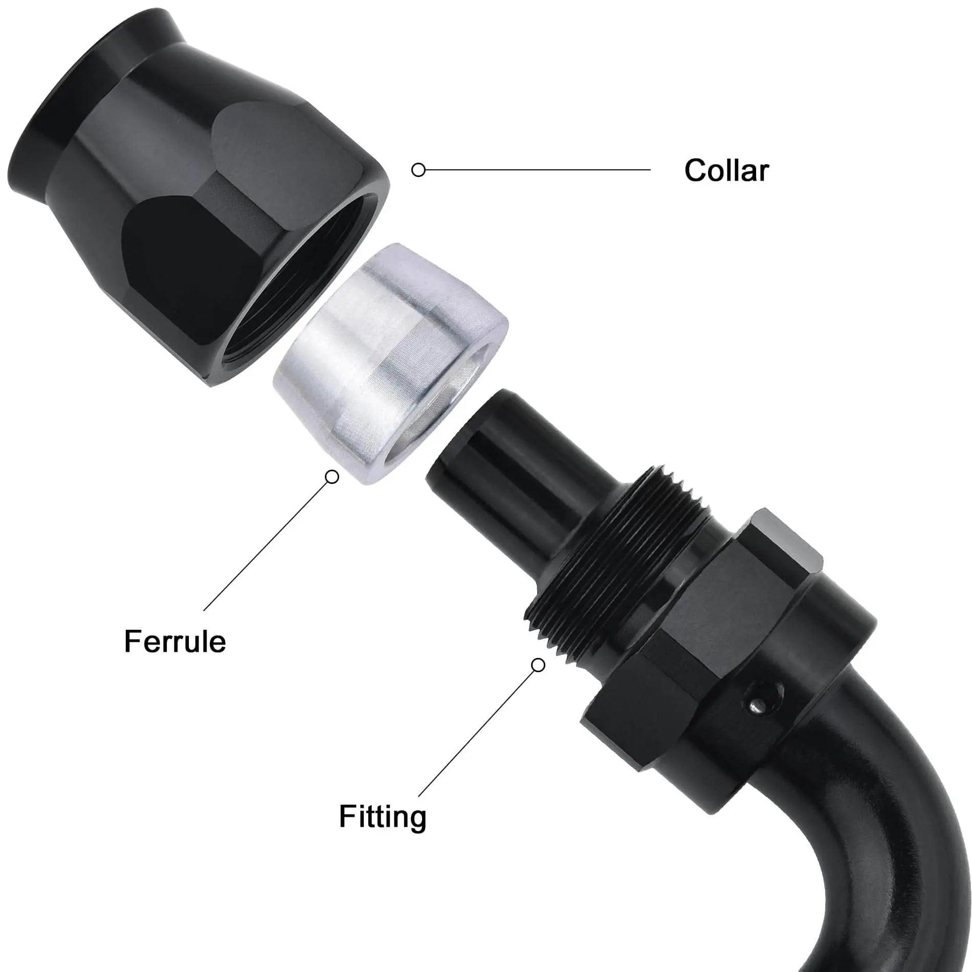 Evilenergy EVIL ENERGY 3/4/6/8/10AN PTFE Hose End Fitting 90 Degree Black for PTFE Hose Only