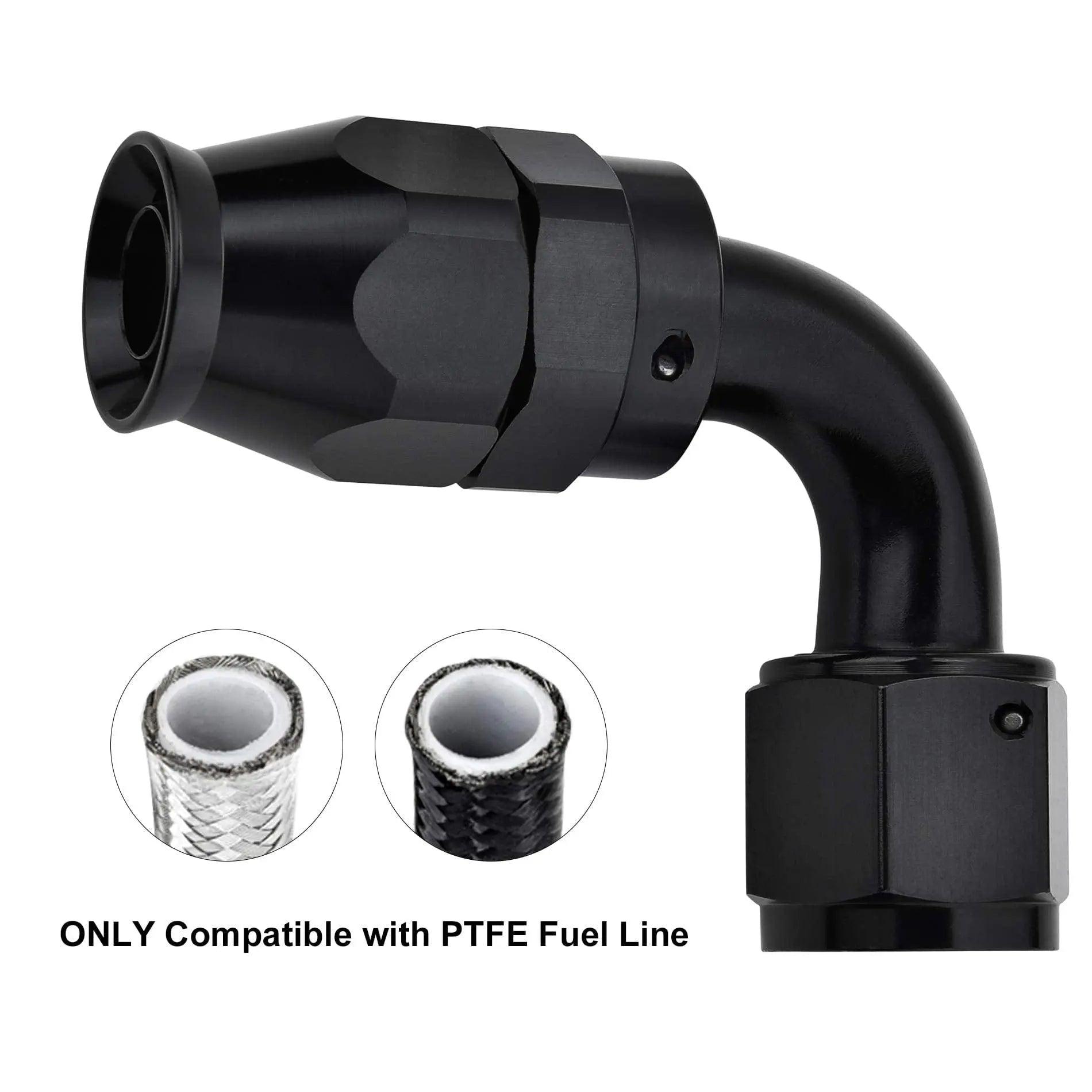 Evilenergy EVIL ENERGY 3/4/6/8/10AN PTFE Hose End Fitting 90 Degree Black for PTFE Hose Only