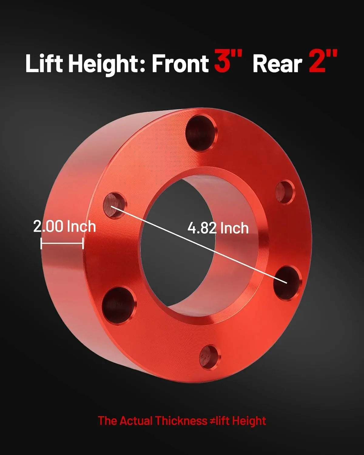 EVIL ENERGY EVIL ENERGY 3 inch Front and 2 inch Rear Leveling Kits For 2007-2023 Chevy Suspension Forged Strut Spacers Lift Kits Red