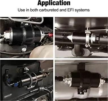 evilenergy EVIL ENERGY 30 Micron Inline Fuel Filter with 6AN 8AN 10AN Adapter&Bracket Clamp 60MM Universal