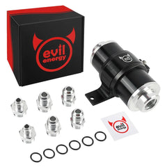 evilenergy EVIL ENERGY 30 Micron Inline Fuel Filter with 6AN 8AN 10AN Adapter&Bracket Clamp 60MM Universal