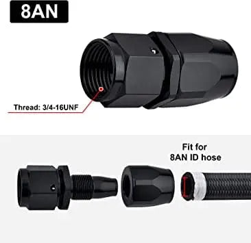 EVIL ENERGY 6AN Hose End Fitting Straight Swivel For CPE Braided Hose Black 4pcs