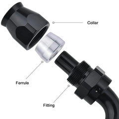 Evilenergy EVIL ENERGY 4/6/8/10AN PTFE Hose End Fitting 45 degree Black for PTFE Hose Only