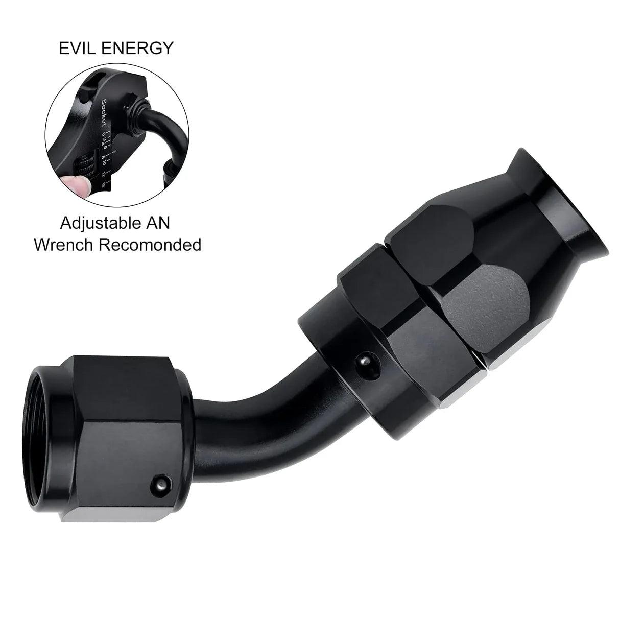 EVIL ENERGY 4/6/8/10AN PTFE Fuel Line Kit | E85 Nylon Braided Hose | 16/20FT Black Black with Comprehensive Fittings