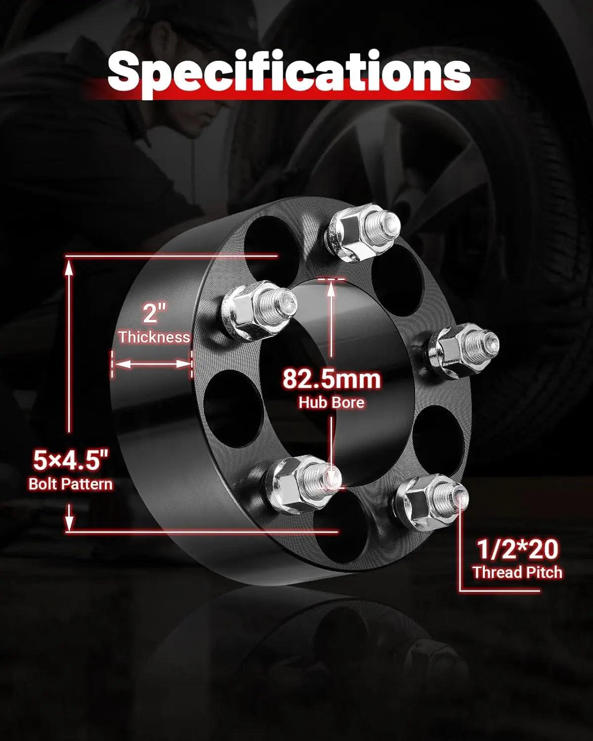 EVIL ENERGY EVIL ENERGY 5x4.5” Wheel Spacers Compatible for TJ XJ MJ YJ KJ KK ZJ 2in (50mm) Lug Centric Adapters 4 pcs