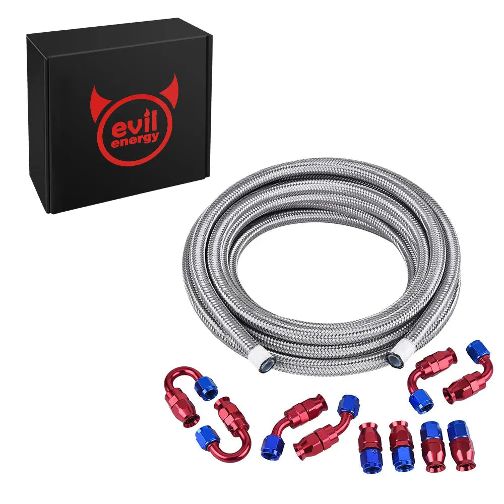 EVIL ENERGY 10AN PTFE Fuel Line Kit,AN10 E85 Stainless Steel Braided Hose  16FT(1/2Inch ID)