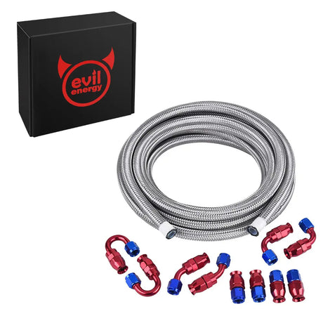 Evilenergy EVIL ENERGY 6/10AN PTFE Fuel Line Kit E85 Stainless Steel Braided Hose 16FT