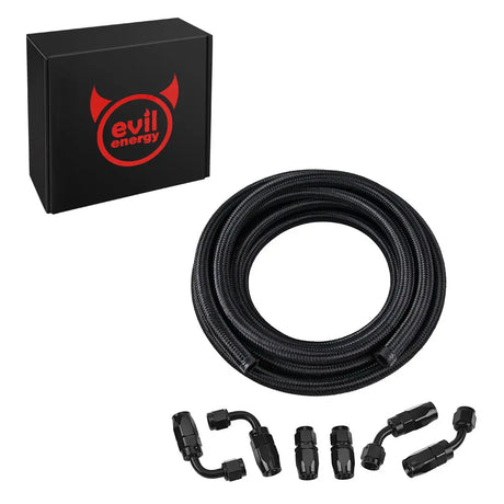 evilenergy EVIL ENERGY 6/8/10/12AN Fuel Line Kit Braided Nylon Fuel Hose CPE 10FT Black