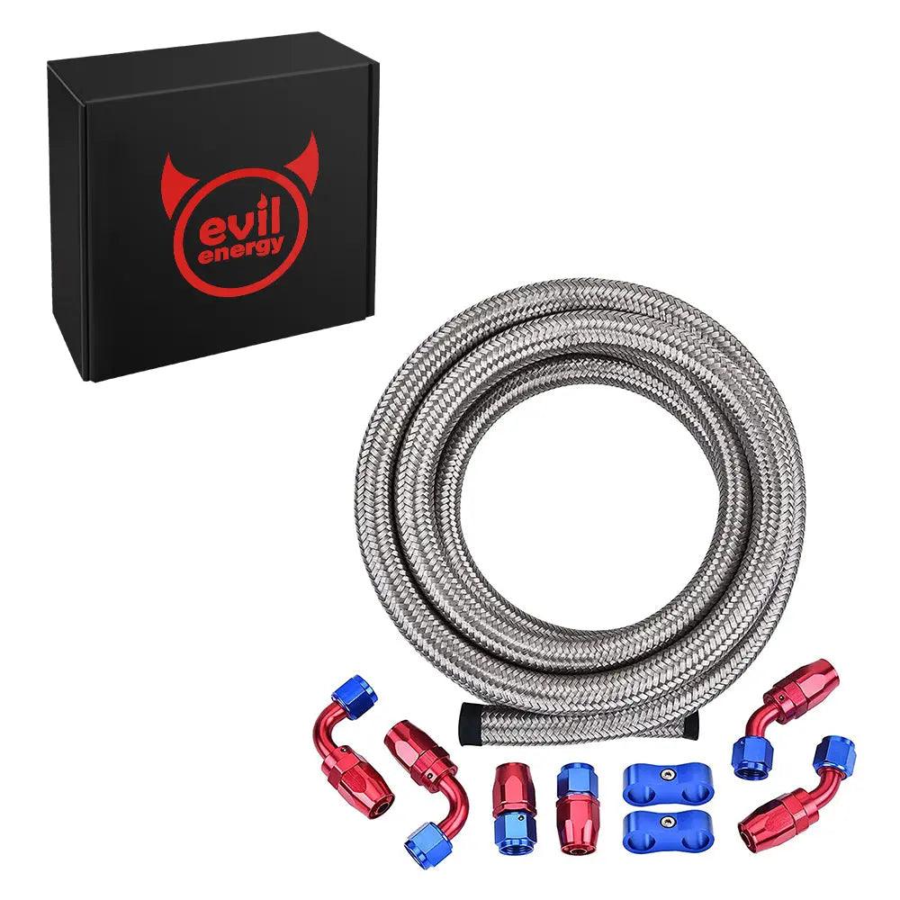 Evilenergy EVIL ENERGY 6/8/10AN CPE Fuel Line Kit Braided Nylon Fuel Hose 10FT Silver