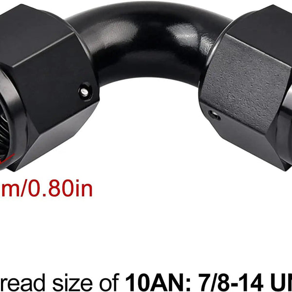 BLACK AN10 10AN AN-10 Female to Female 180 Degree U Shape Swivel