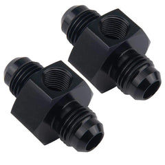 Evilenergy EVIL ENERGY 6/8/10AN Male to Male Flare Union Coupler with 1/8 NPT Gauge Port Fitting Adapter 2PCS