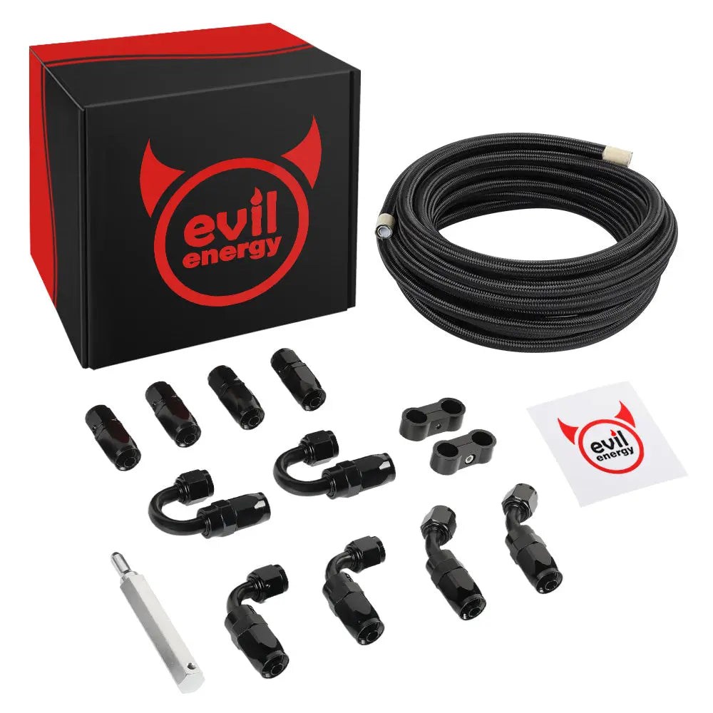 EVIL ENERGY 6AN Fuel Line Kit,AN6 Braided Nylon Fuel Hose CPE 10FT Black