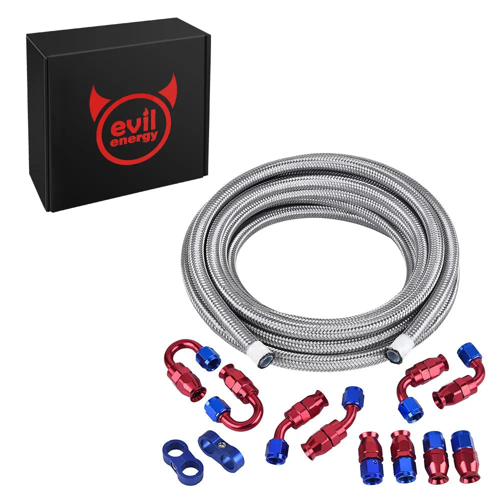 EVIL ENERGY 6/8/10AN PTFE Fuel Line Kit E85 Stainless Steel Braided Fuel Hose 16/20FT