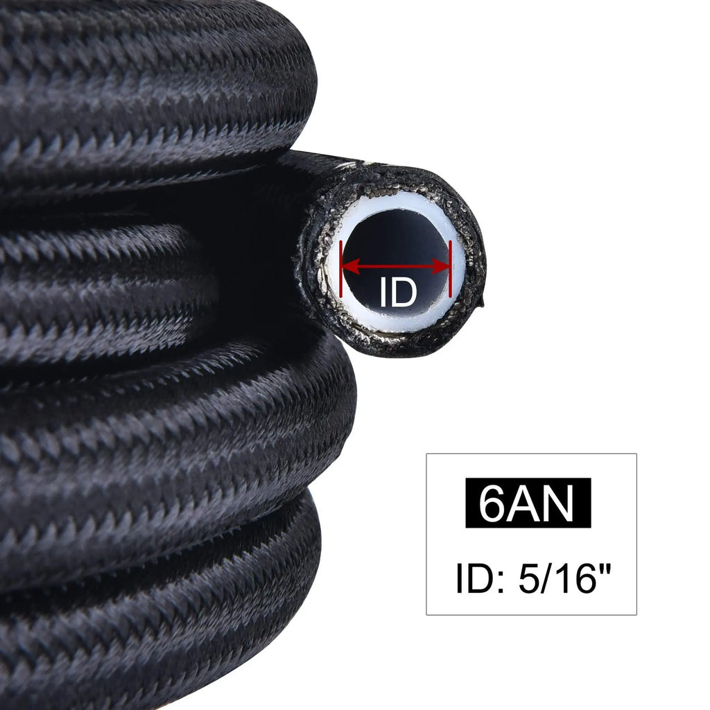EVIL ENERGY 6/8/10AN PTFE Fuel Line Kit Nylon Braided Fuel Hose 16FT B ...