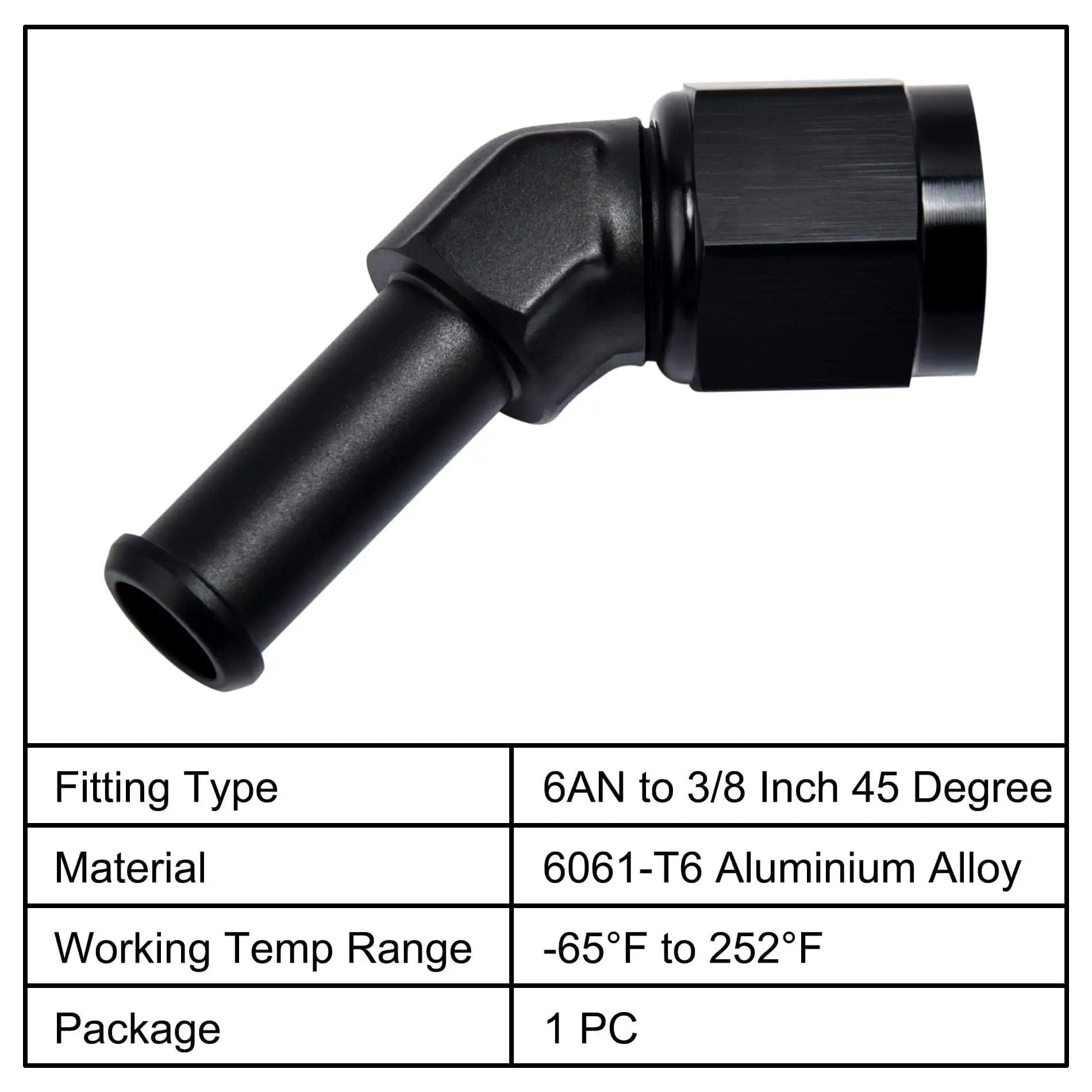 Evilenergy EVIL ENERGY 6/8AN Female to 3/8" 5/16" 1/2" Barb Hose Fitting 45 Degree Swivel