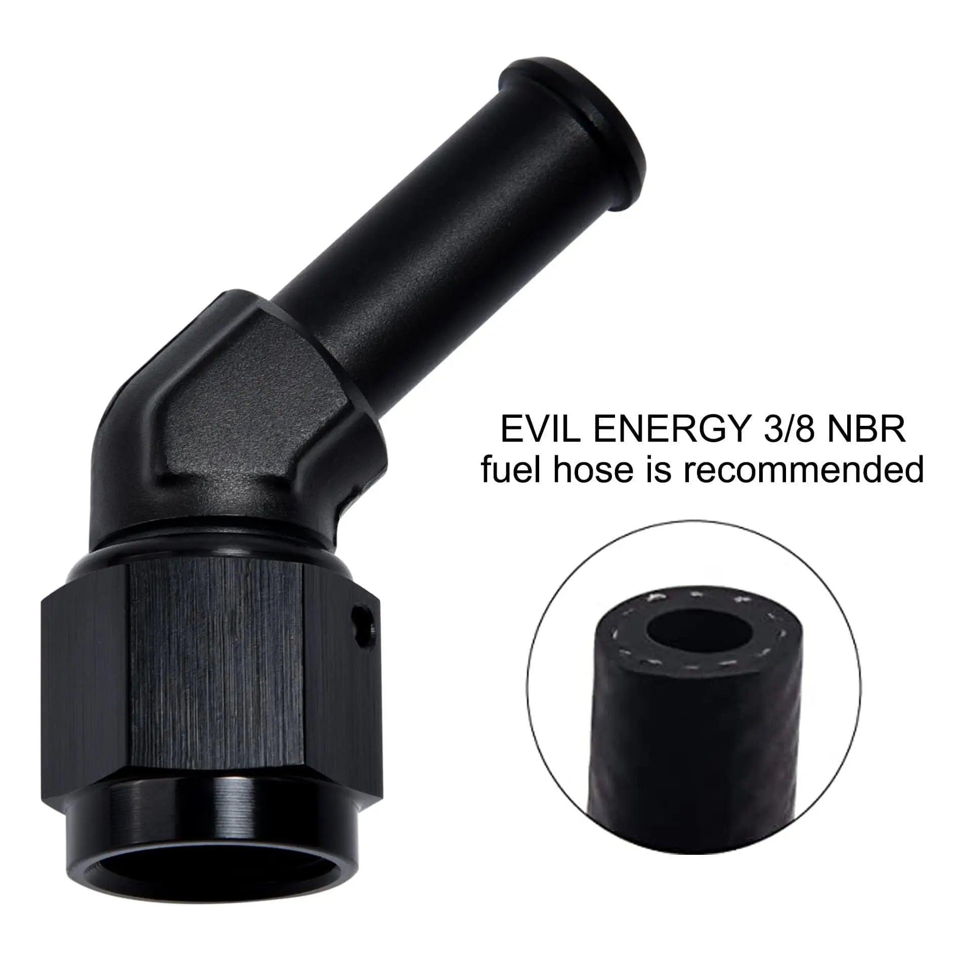 Evilenergy EVIL ENERGY 6/8AN Female to 3/8" 5/16" 1/2" Barb Hose Fitting 45 Degree Swivel