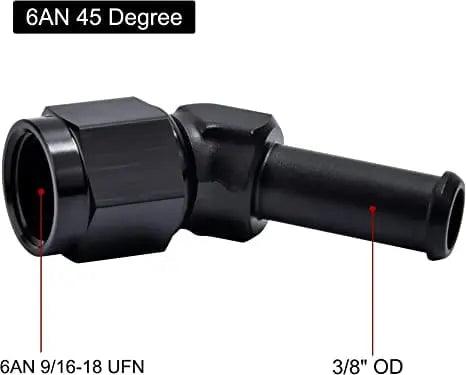 Evilenergy EVIL ENERGY 6/8AN Female to 3/8" 5/16" 1/2" Barb Hose Fitting 45 Degree Swivel