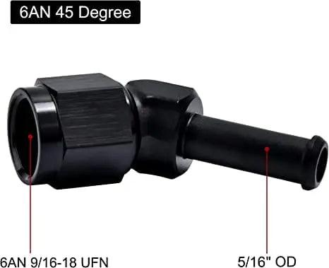 Evilenergy EVIL ENERGY 6/8AN Female to 3/8" 5/16" 1/2" Barb Hose Fitting 45 Degree Swivel