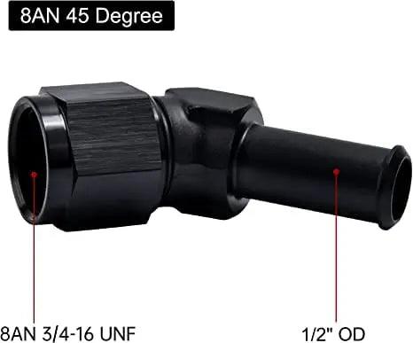 Evilenergy EVIL ENERGY 6/8AN Female to 3/8" 5/16" 1/2" Barb Hose Fitting 45 Degree Swivel