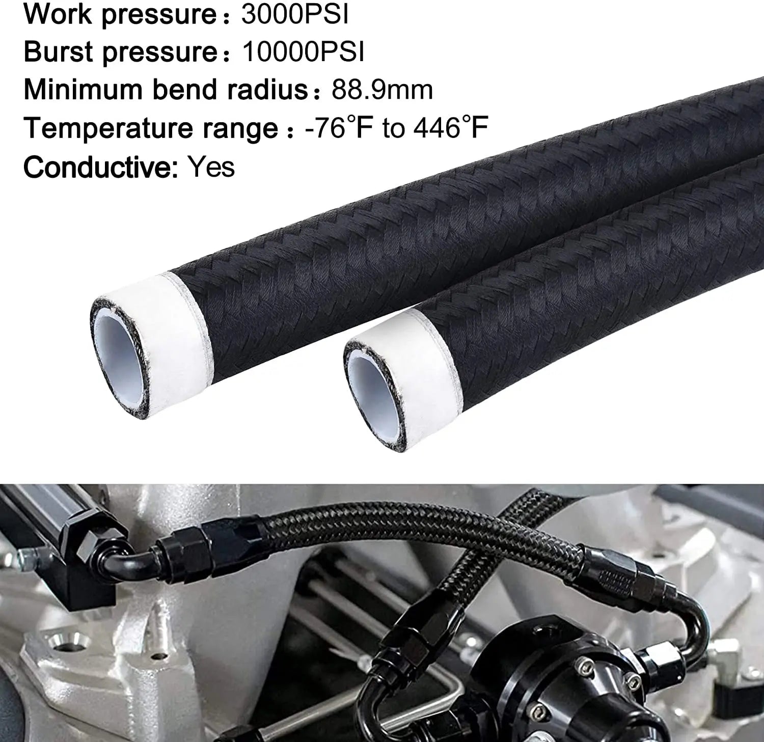 20 Ft AN6 Braided Stainless Steel Hose - CPE Liner For Fuel, Oil, Coolant Lines - View #5