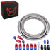 Evilenergy EVIL ENERGY 6AN 3/8" PTFE LS Swap EFI Fuel Line Fitting Kit E85 Nylon Braided Fuel Hose 25FT