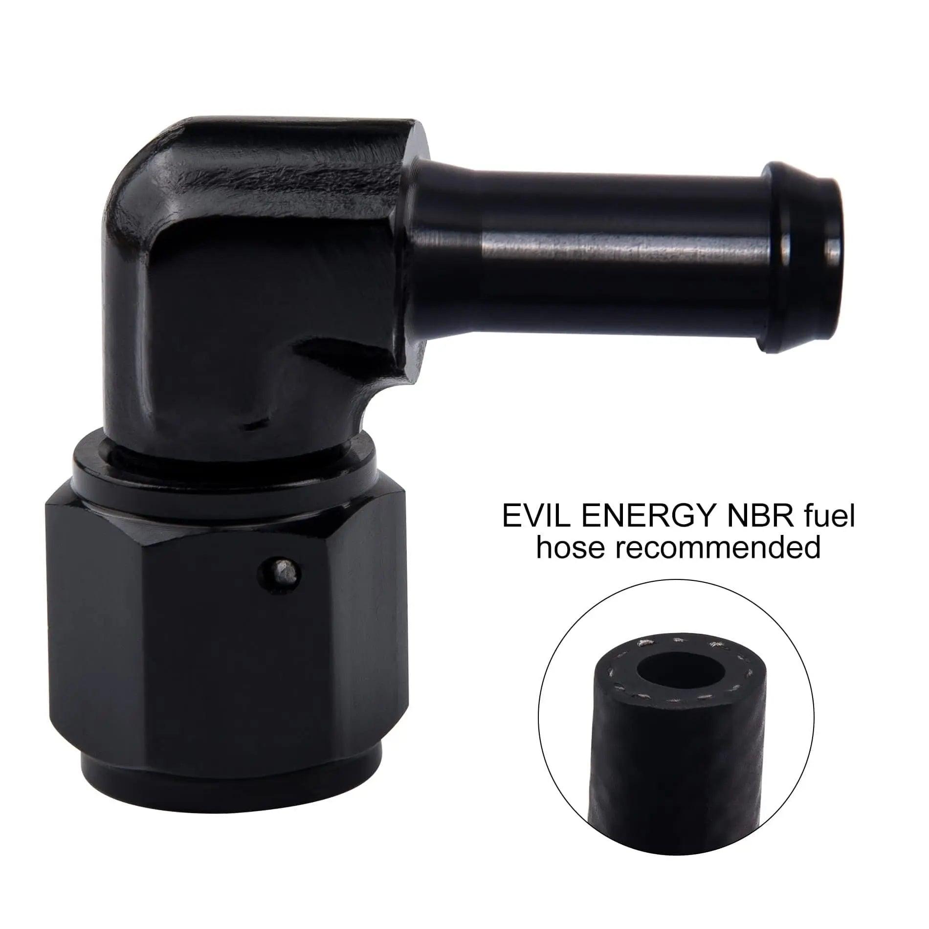 Evilenergy EVIL ENERGY 6AN Female to 3/8" 5/16" Barb Hose Fitting 90 Degree Swivel