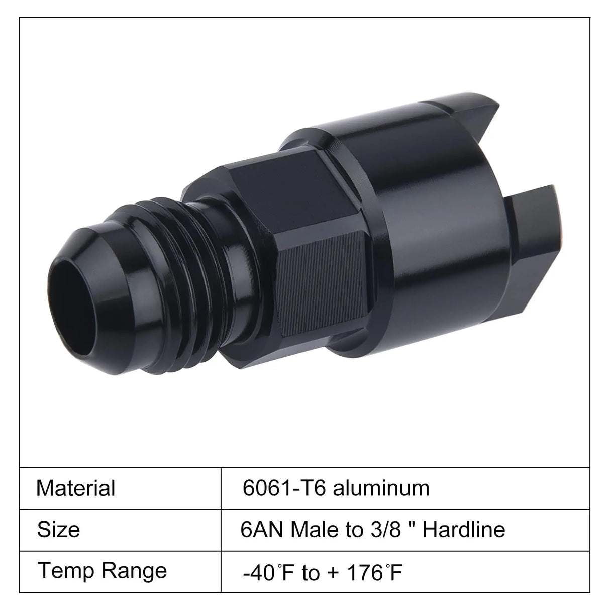 EVIL ENERGY 6AN Male to 5/16 Hardline Compression Fitting Adapter Aluminum  Black