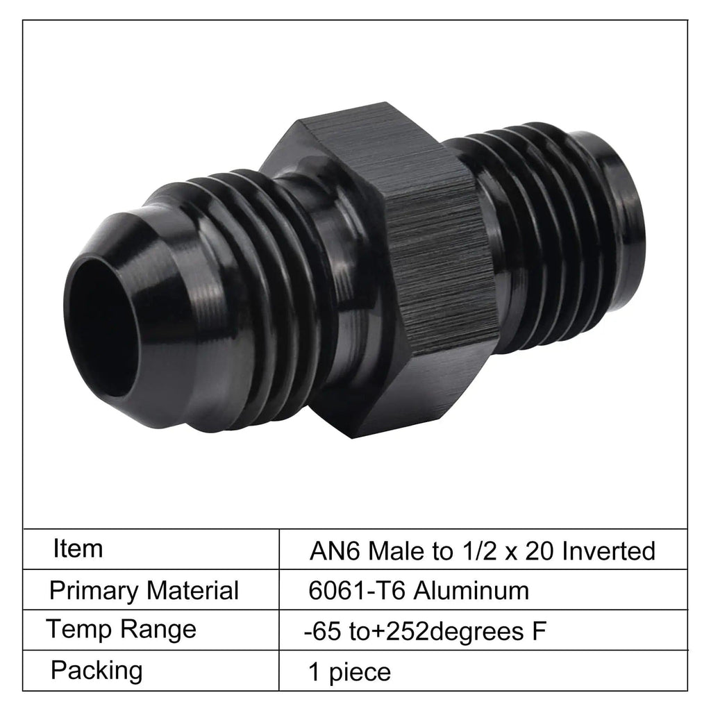 EVIL ENERGY 6AN Male to 1/2 x 20 Inverted Flare Thread Adapter Fittings ...