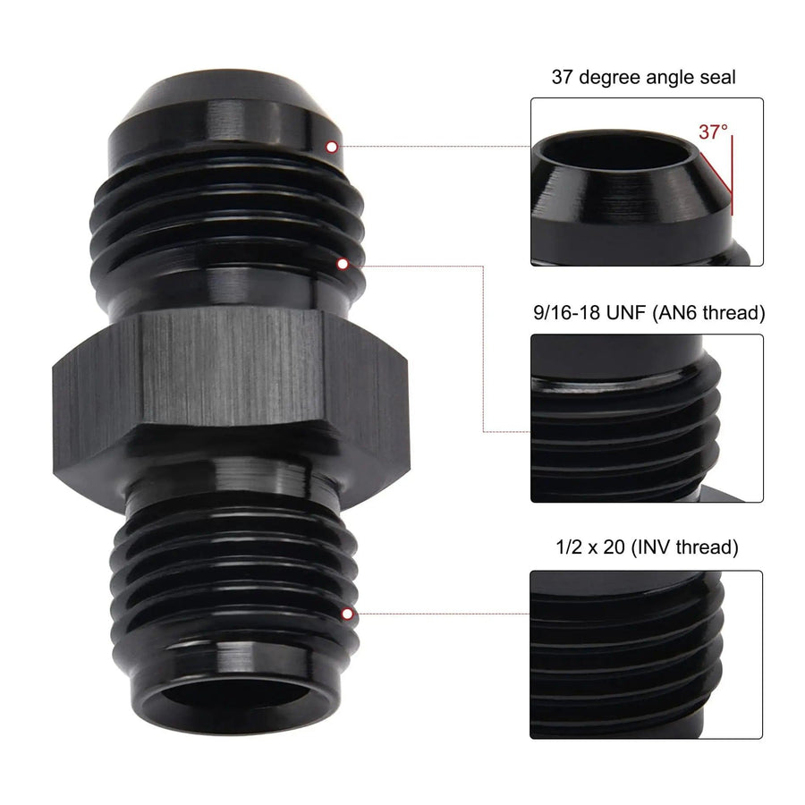 6an Thread EVIL ENERGY 6AN Male to 1/2 x 20 Inverted Flare Thread Adapter Fittings ...