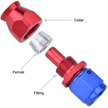 Evilenergy EVIL ENERGY 6AN Straight PTFE Hose End Only for PTFE E85 Fuel Line Fitting Adapter Blue&Red 2 PCS