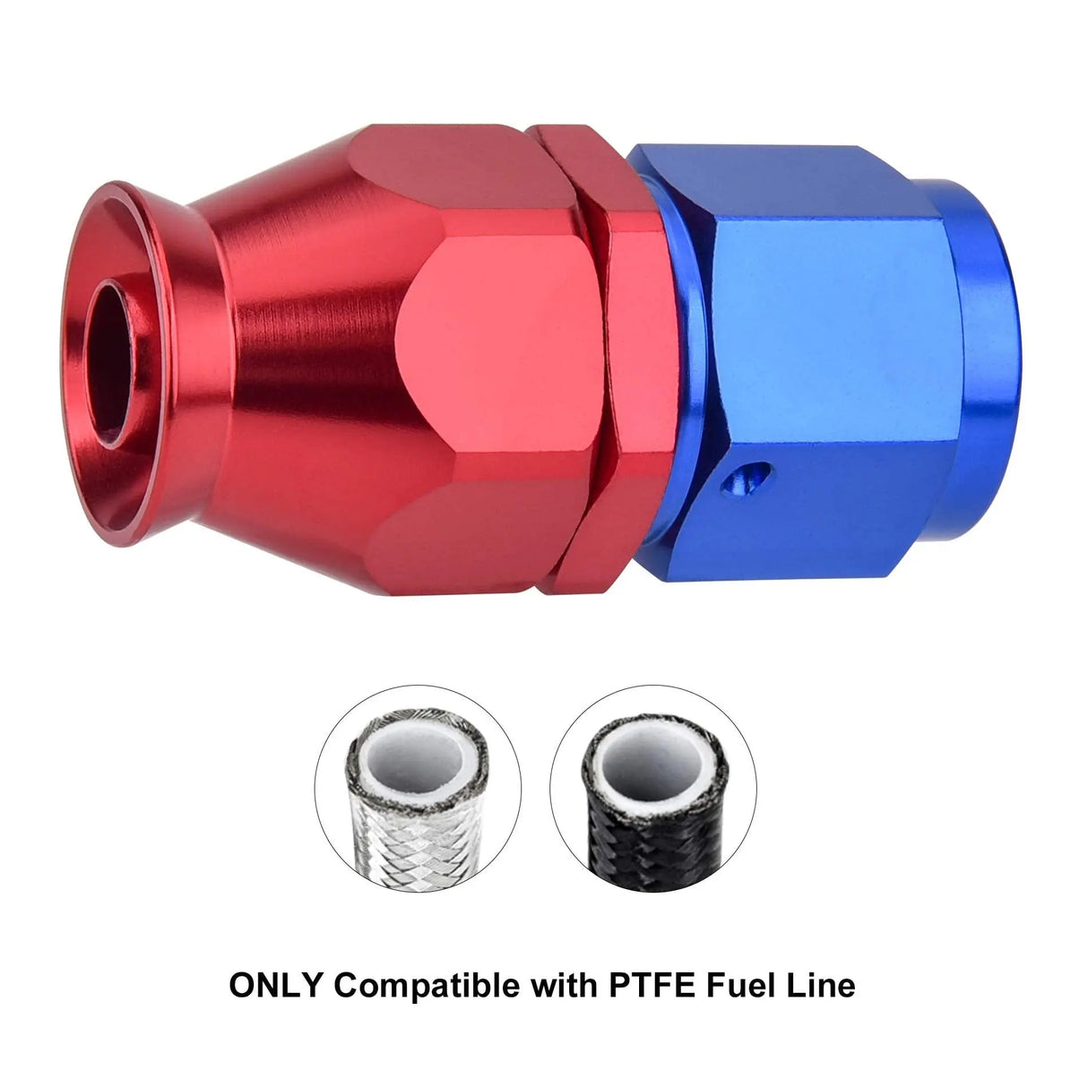 EVIL ENERGY Straight PTFE Hose End Only for PTFE E85 Fuel Line Fitting  Adapter Blue&Red (6/8/10AN)