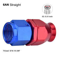 Evilenergy EVIL ENERGY 6AN Straight PTFE Hose End Only for PTFE E85 Fuel Line Fitting Adapter Blue&Red 2 PCS