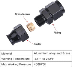 Evilenergy EVIL ENERGY AN Female Flare to Compression Hardline Fitting Aluminum Black