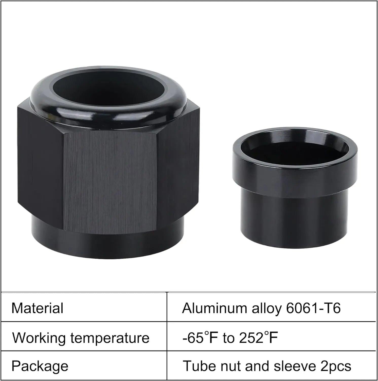 Evilenergy EVIL ENERGY AN Female Hardline Tube Nut & Sleeve Fitting For Aluminum Tubing 2PCS