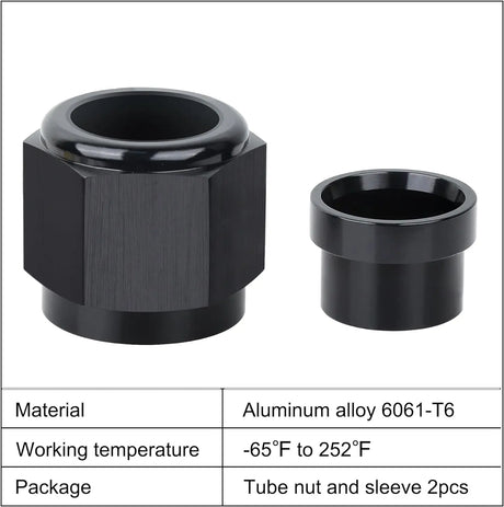 Evilenergy EVIL ENERGY AN Female Hardline Tube Nut & Sleeve Fitting For Aluminum Tubing 2PCS