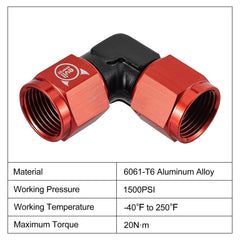 EVIL ENERGY AN Female 90 Degree Low Profile Swivel Coupler Union Red&Black Fitting Adapter Aluminum