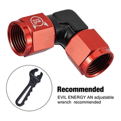 EVIL ENERGY AN Female 90 Degree Low Profile Swivel Coupler Union Red&Black Fitting Adapter Aluminum