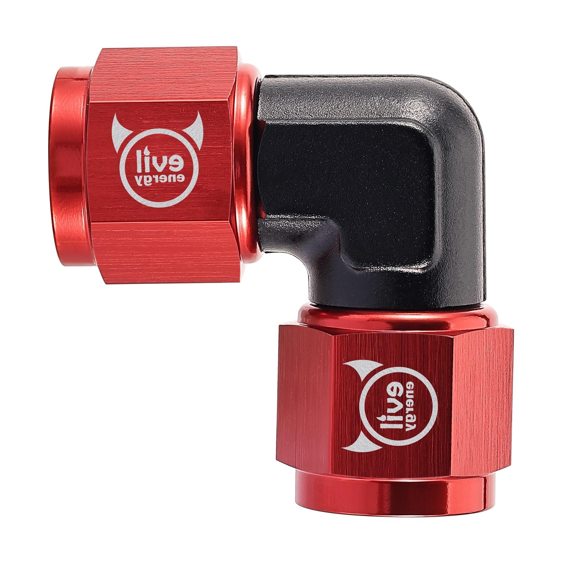 EVIL ENERGY AN Female 90 Degree Low Profile Swivel Coupler Union Red&Black Fitting Adapter Aluminum