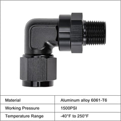 EVIL ENERGY AN Female to NPT Pipe Swivel 90 Degree Fitting Adapter