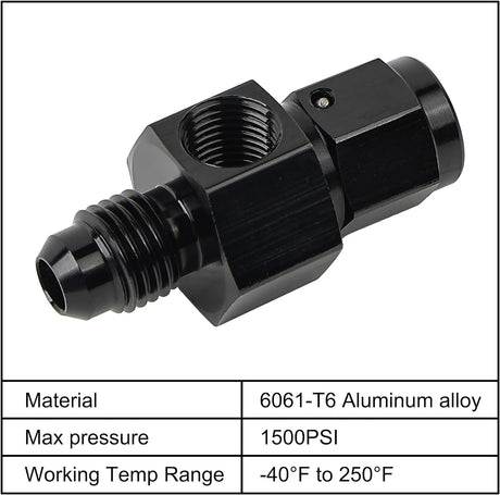 EVIL ENERGY AN Male Flare to Female Swivel with NPT Gauge Port Fuel Pressure Take Off Fitting Adapter