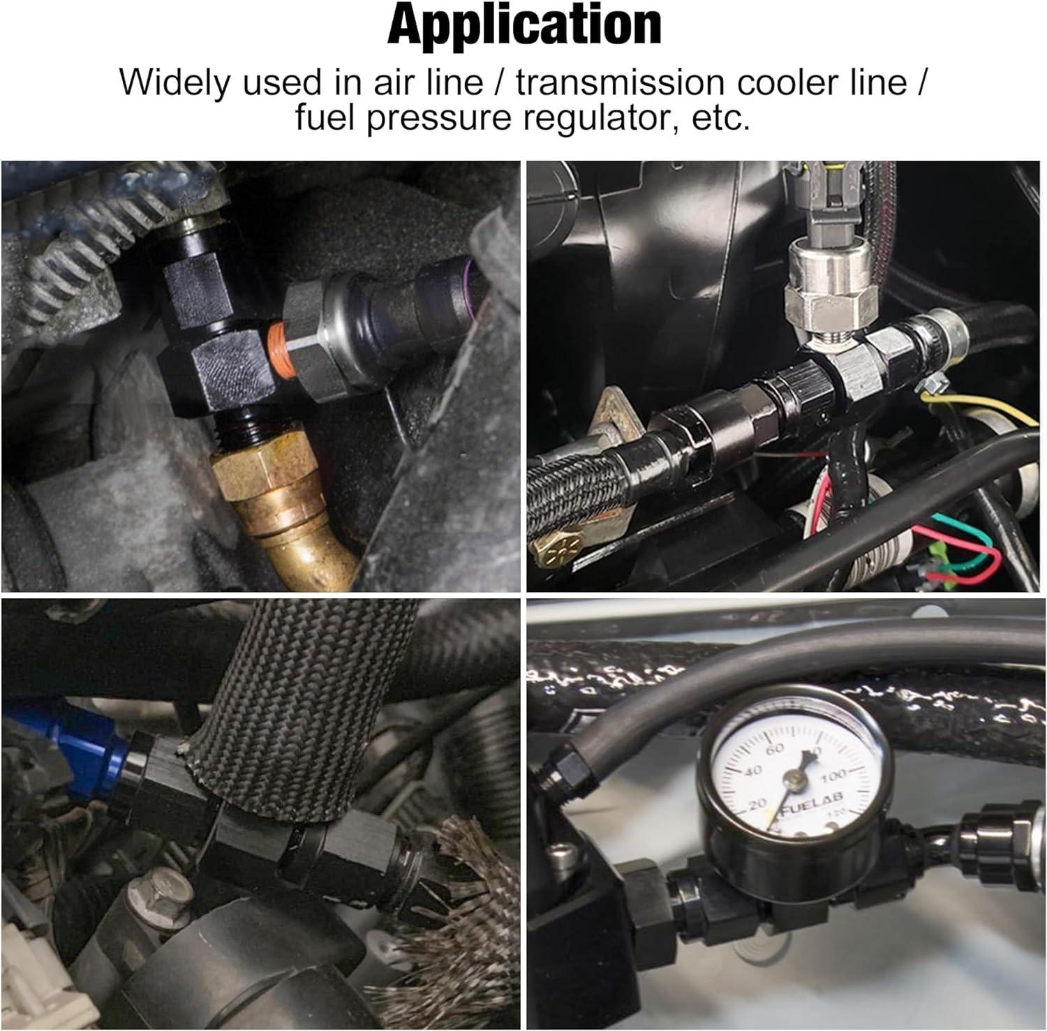 EVIL ENERGY AN Male Flare to Female Swivel with NPT Gauge Port Fuel Pressure Take Off Fitting Adapter